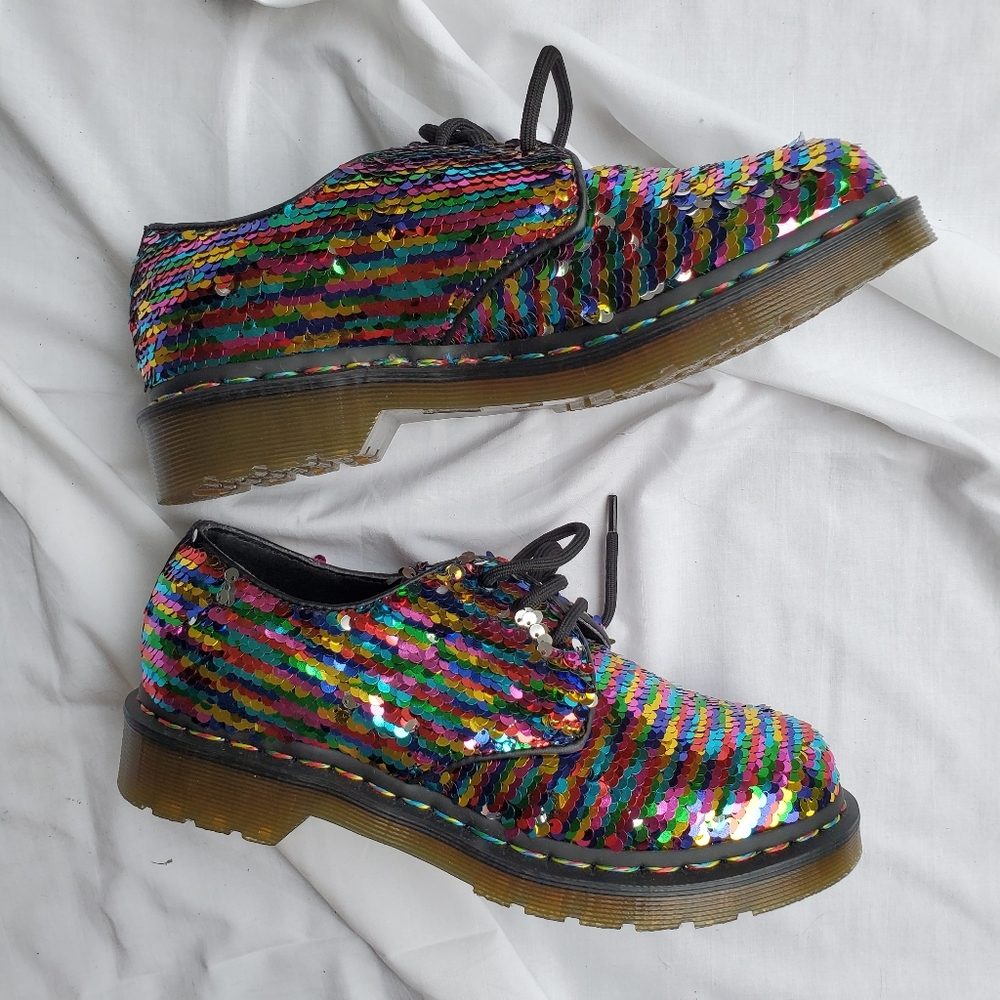 ποΈ Dr Martens 1461 Rainbow Sequins Oxford shoes 7 - Picture 8 of 16
